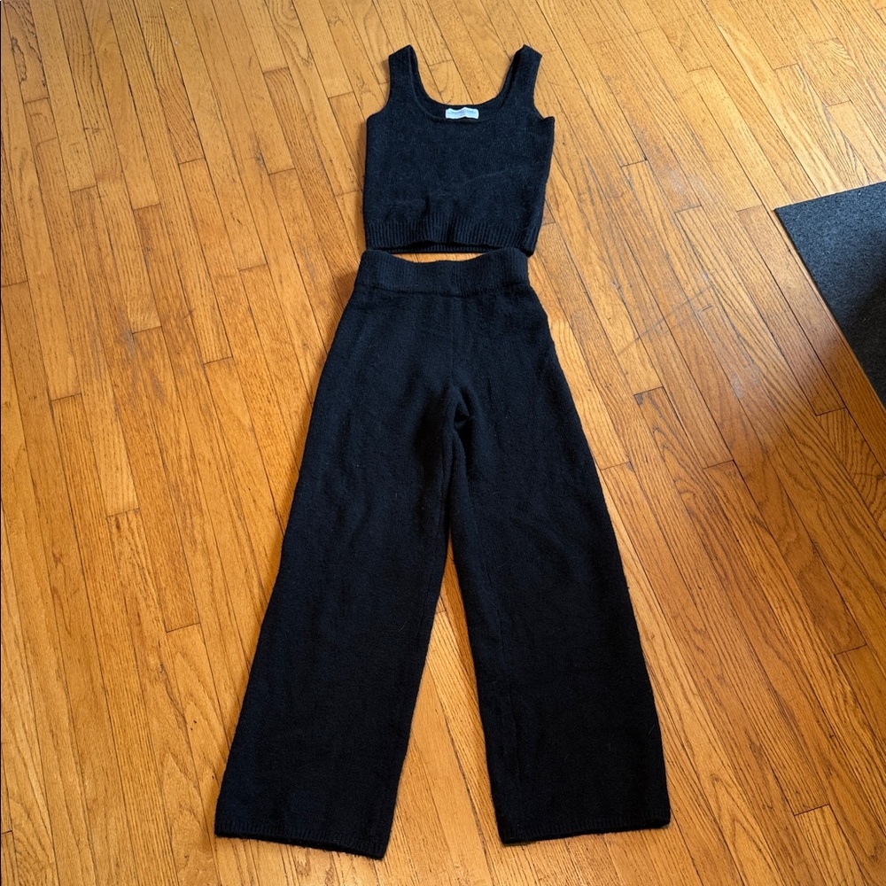 Smash + Tess Black Thick Sweater Knit Tank and Pants Set - XS